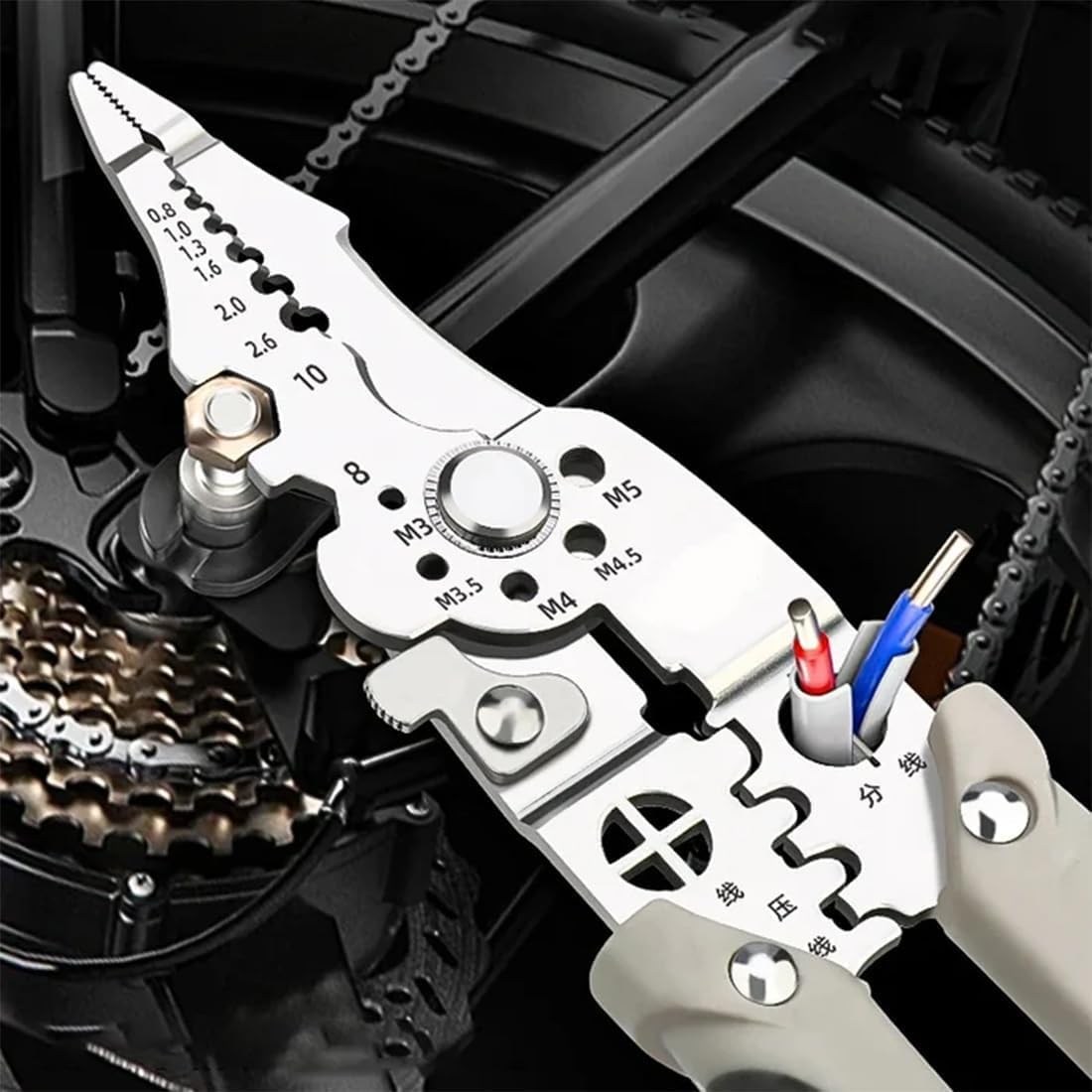 Picture of Multifunctional Wire Stripper Crimper Cable Cutter Pliers, Stainless Steel Wire Stripper, Multi-Purpose Professional Wire Stripping Tool (Silver)