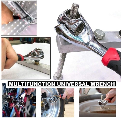 Picture of 360 Degree Multipurpose Tiger Wrench 8 in 1 Tools Socket Works Universal Ratchet Spline Bolts Torx Sleeve Rotation Hand Tools (Silver)