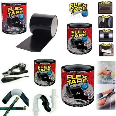 Picture of Super Strong Adhesive Tape Black Flex Tape Waterproof Stop Leaks Seal Repair Tape Self Fix Fiberfix Insulating Duct Tape washi -Double Side Tape (Black)