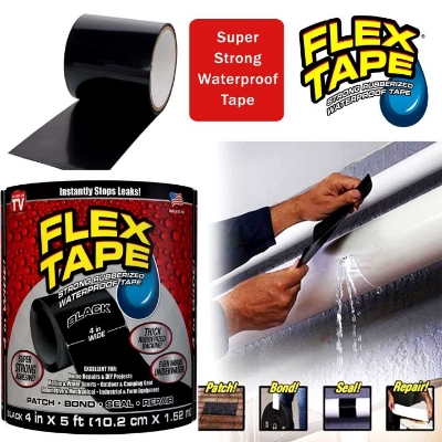 Picture of Super Strong Adhesive Tape Black Flex Tape Waterproof Stop Leaks Seal Repair Tape Self Fix Fiberfix Insulating Duct Tape washi -Double Side Tape (Black)