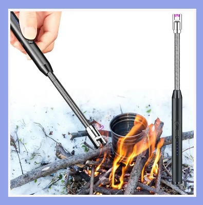 Picture of Modern Outdoor Portable Electric Kitchen Gas Lighter/Arc Lighter USB Rechargeable Long Lighter Windproof Candle Lighter Outdoor Plasma Flexible Neck 