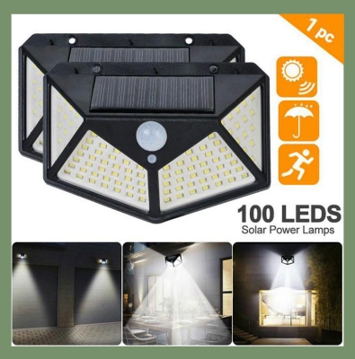 Picture of 100 LED 4 Surface Solar Light solar induction, body induction light (Black)