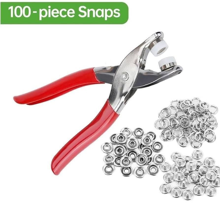 Picture of 100 Sets of Snaps, Full Hollow Buttons with Press Stud Clips, Sewing Snaps, Metal Snaps, DIY Tools for Crafts Clothing (Multicolor)