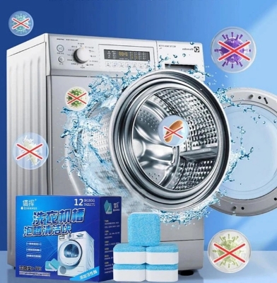 Picture of 12 Tabs Washing Machine Mini Vacuum Cleaner Tablets Washing Machine Cleaning Descaling Detergent Vibrant Board Cleaning Products 
