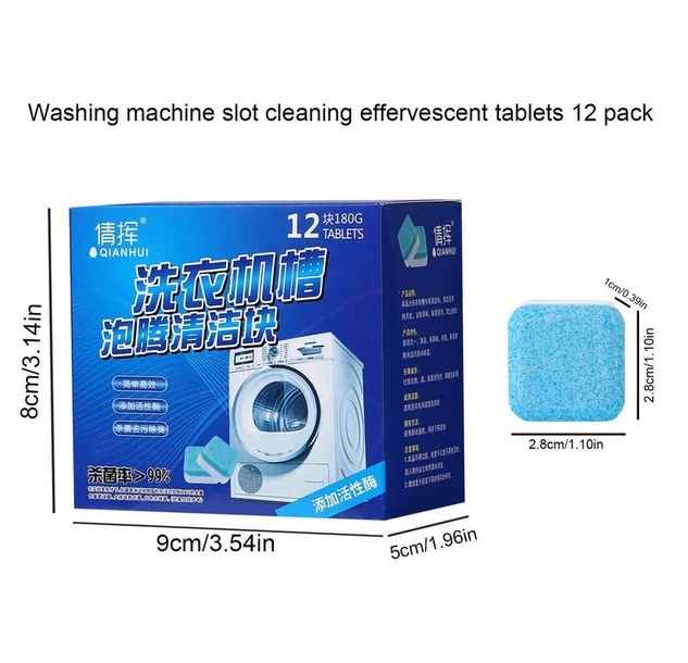 Picture of 12 Tabs Washing Machine Mini Vacuum Cleaner Tablets Washing Machine Cleaning Descaling Detergent Vibrant Board Cleaning Products 
