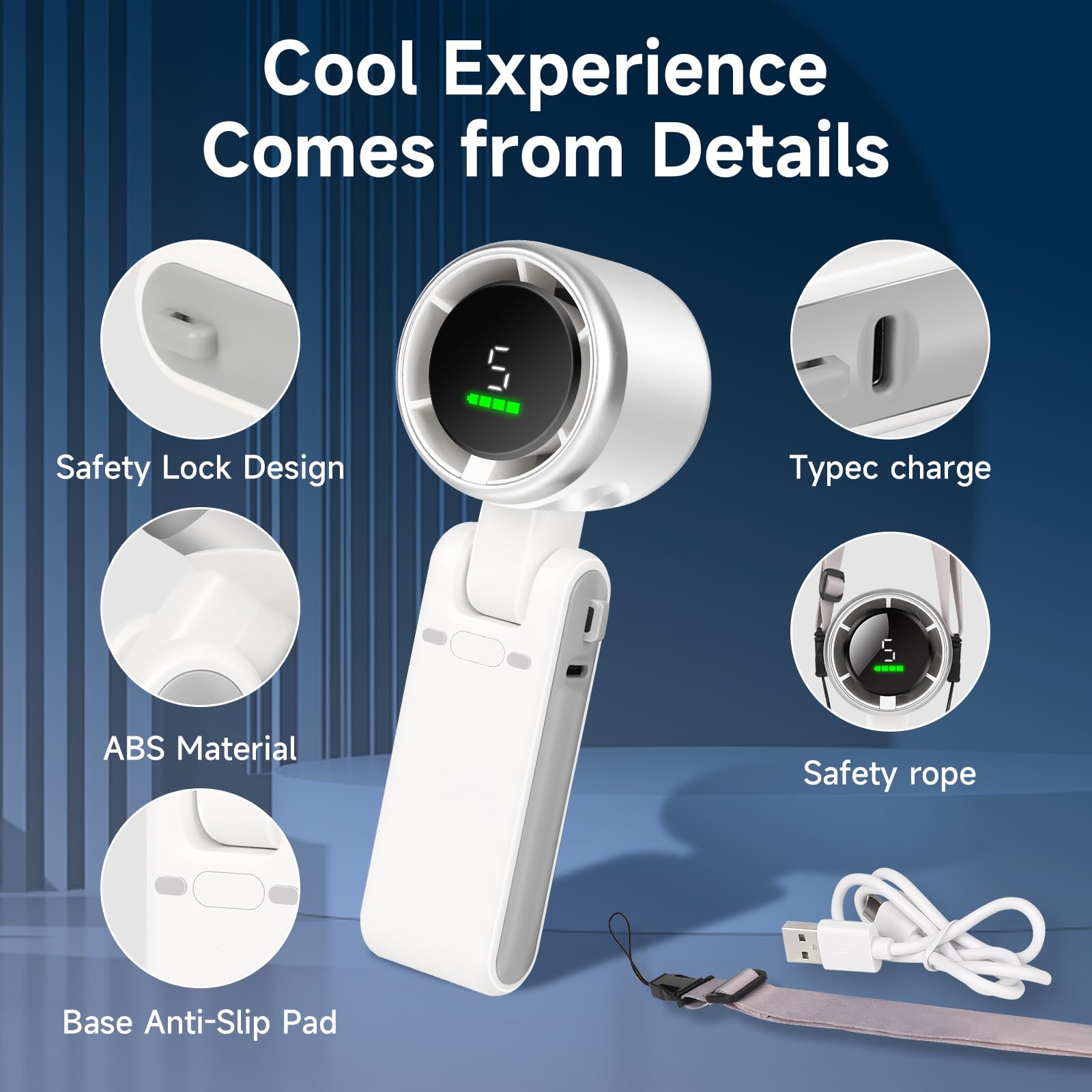 Picture of Popular Mini High-Speed Handheld Turbo Fan Smart Digital Display Wearable Personal Desk/Turbo Fan Handheld Rechargeable Fan Multicolor Portable Mini Hand Fan USB Rechargeable Foldable Hanging Neck Fan USB Mini Portable Small Turbo Fan (Multicolor)