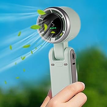Picture of Popular Mini High-Speed Handheld Turbo Fan Smart Digital Display Wearable Personal Desk/Turbo Fan Handheld Rechargeable Fan Multicolor Portable Mini Hand Fan USB Rechargeable Foldable Hanging Neck Fan USB Mini Portable Small Turbo Fan (Multicolor)