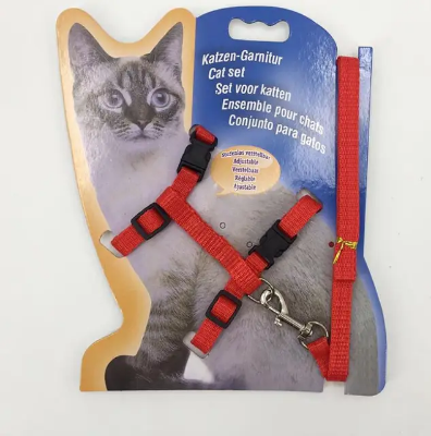 Picture of Adjustable Nylon Pet Cat Harness and Leash ~ Kitten Belt Collar with lead (Multicolor,2 kg)