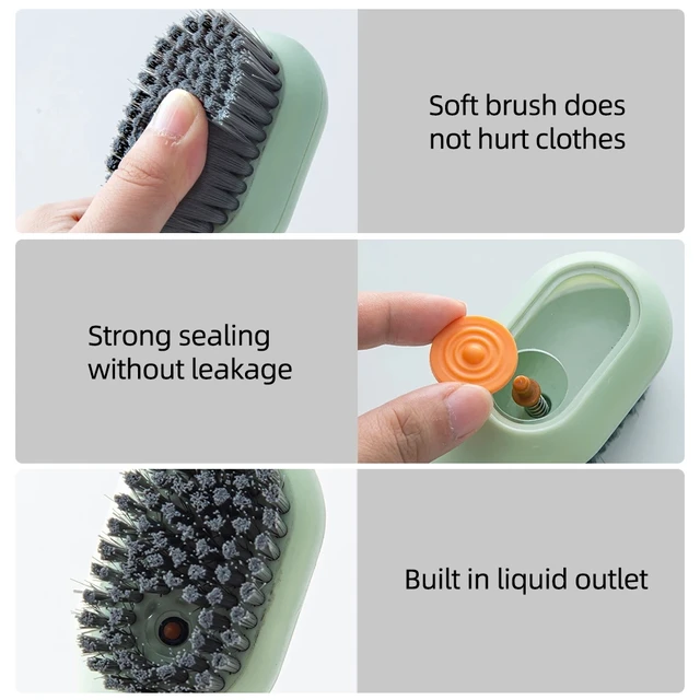 Picture of Shoes Clothes Brush with Soap Dispenser Automatic Liquid Discharge Bathroom Laundry Scrub Soft Cleaning Brushes Household Tools 