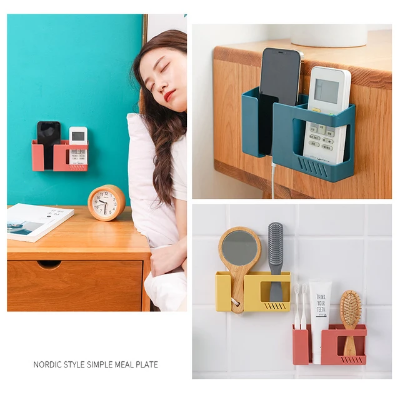 Picture of New Wall Mounted 2-in-1 Mobile Phone Charging Stand and Multipurpose Storage Holder Bracket 