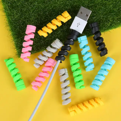 Picture of 4pcs Spiral Cable Protector - Self-Adhesive Charger Cord Saver for Data Cables and Wires (Multicolor)