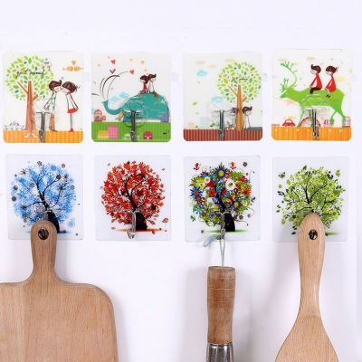 Picture of 10 pcs Powerful Transparent Wall Hook, Heavy Duty Adhesive Hooks(5.9kg) Reusable,Seamless ,Scratch,Waterproof and Oilproof (Multicolor)