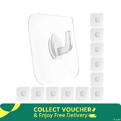 Picture of 10 pcs Adhesive Hooks Heavy Duty Wall Hooks 12 kg (Max) Self Adhesive Hook 