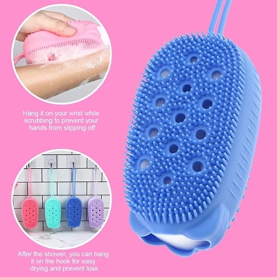 Picture of Silicone Body Scrubber Bath Sponge - 2 in 1 Exfoliating Body Brush (12 pcs(Double Layer))