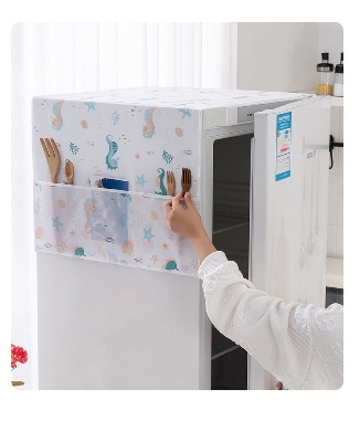 Picture of 1PCS Dust Cover Refrigerator Cover with Pocket Double Sided Storage Hanging Bags Kitchen Fridge Cover 