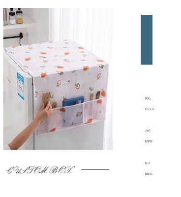 Picture of 1PCS Dust Cover Refrigerator Cover with Pocket Double Sided Storage Hanging Bags Kitchen Fridge Cover 
