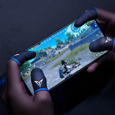 Picture of 1 Pair (2 Pieces) Breathable Finger Gloves / Cover for Pubji / Free Fire Mobile Gaming (Black)