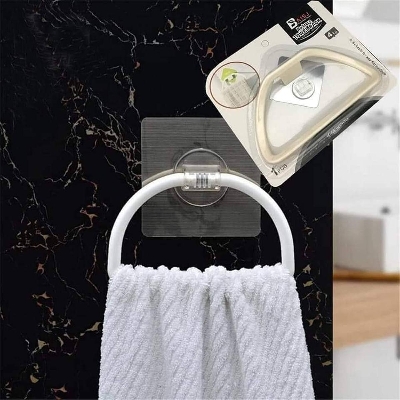 Picture of Bathroom Square No Trace Towel Rack Towel Ring Self-Adhesive 