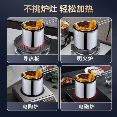 Picture of Deep Frying Pot 304 Stainless Steel Kitchen Fryer With Strainer Tempura Fryer Pan Chicken Fried Chicken Cooking Tools No Ratings (Silver)