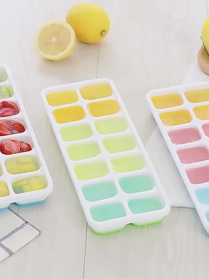 Picture of Sunerly Ice Cube Tray, Easy-Release Silicone and Flexible 14-Ice Trays with Spill-Resistant Removable (Multicolor)