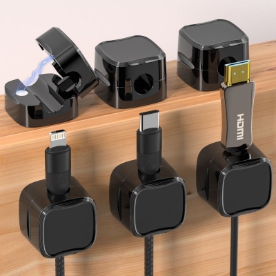 Picture of Magnetic Cable Clip Wire Organizer Clip Holder (White 4 pcs)