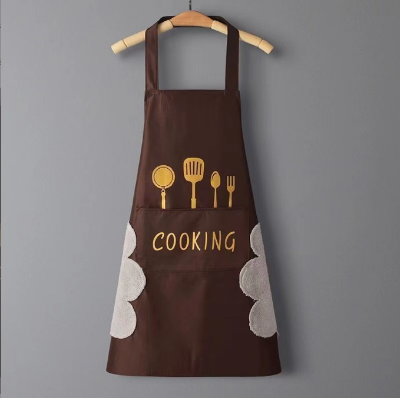 Picture of High-Quality Cotton Blend Waterproof Cooking Apron with Pocket for Kitchen & Dining (Coffee)