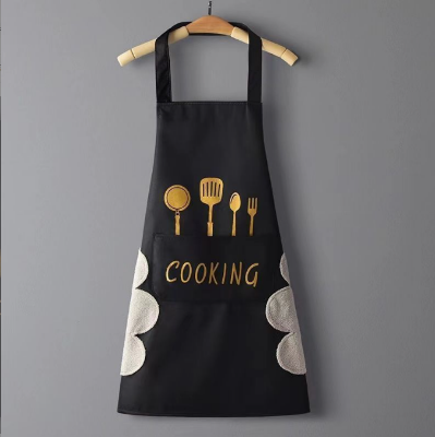 Picture of High-Quality Cotton Blend Waterproof Cooking Apron with Pocket for Kitchen & Dining (Black)