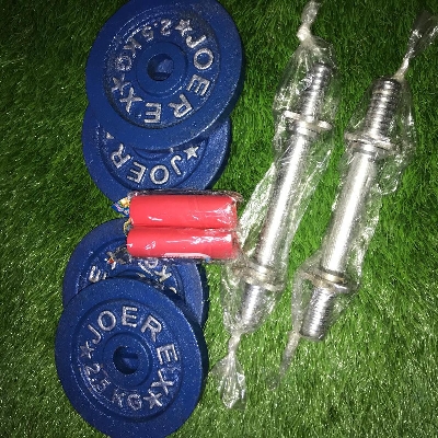 Picture of Eight Pieces Dumbbell Set With aTwo 10 inch Sticks -Blue and Silver Combo 10g