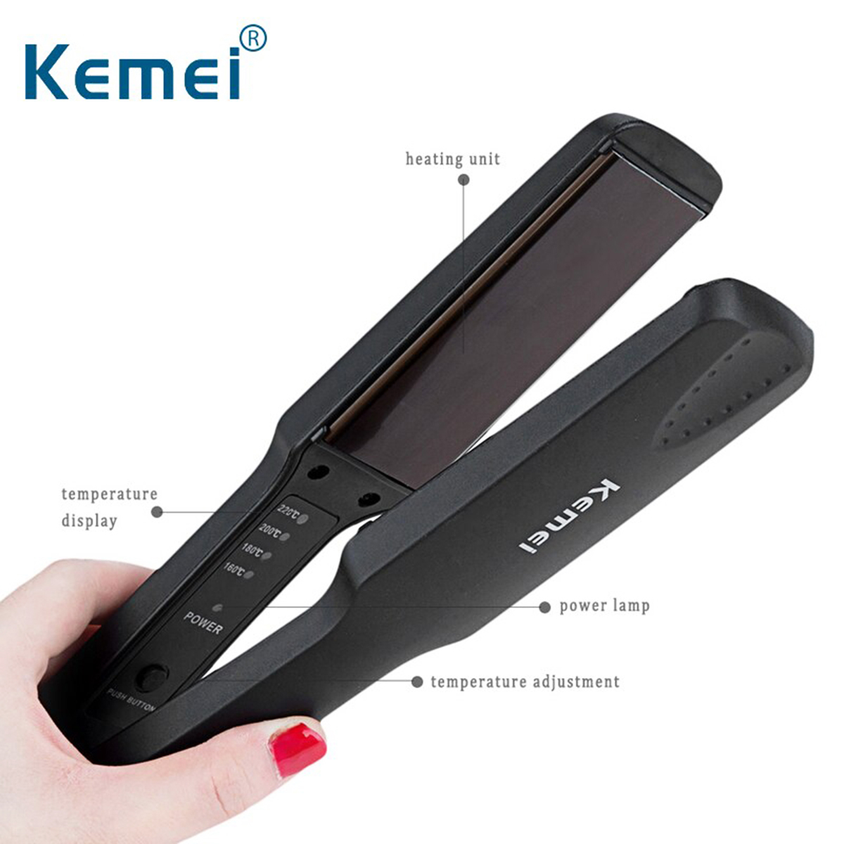 Picture of Kemei KM-329 Professional Electric Hair Straightener Ceramic Anti-Static - Hair Straightener -Black