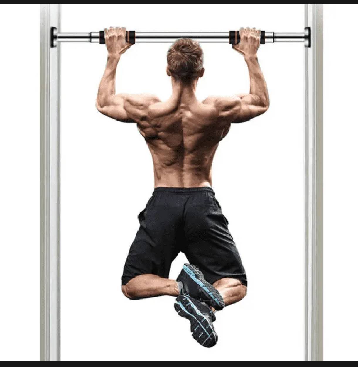 Picture of Fitness Door Pull Up and Chin Up Bar Doorway Pull Up Bar with Soft Grip Handles Multi-Functional Upper Body Workout for Strength Training Home and Gym Workout Door Width 60 to 100cm gym equipment -Silver
