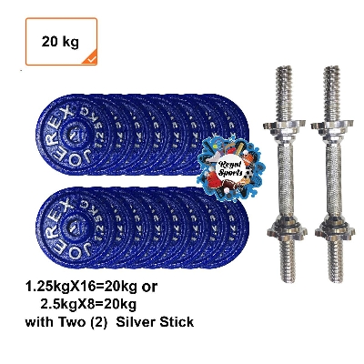 Picture of Dumbbell Combo 1 -Blue Plates With Two Silver Stick (20 kg)