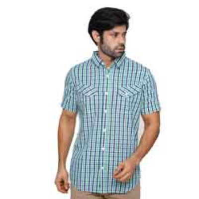 Picture of BLUE HALF-SLEEVE SHIRTS FOR MEN 8SE1M10