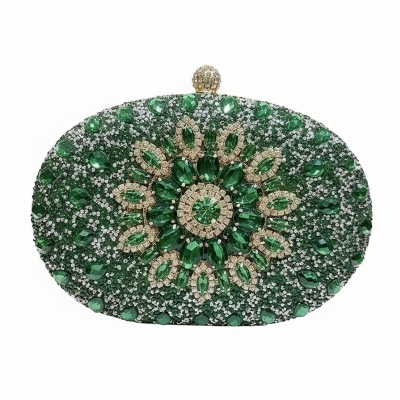 Picture of Luxury Crystal Clutch-Green