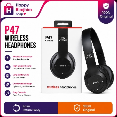 Picture of P47 Foldable Wireless Bluetooth Headphones with Stereo Sound and Headband Design