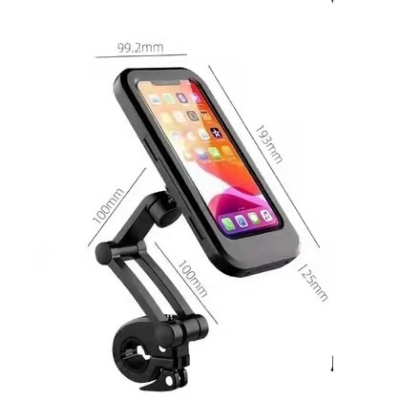 Picture of Waterproof Motorcycle Bicycle Phone Holder,360° Swivel Height Adjustable with Touch Screen Handlebar Phone Clip
