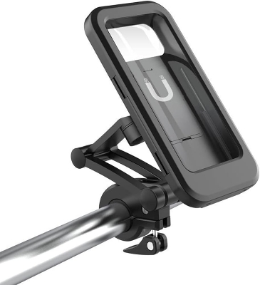 Picture of Waterproof Motorcycle Bicycle Phone Holder,360° Swivel Height Adjustable with Touch Screen Handlebar Phone Clip