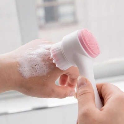 Picture of Facial Cleanser Wash Brush Double-sided Silicone Soft Mild Fiber Face Cleaning Washing Tool Skin Care Tool