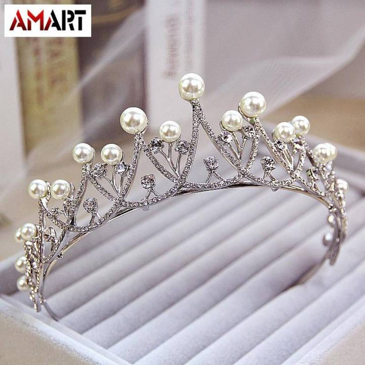 Picture of Pearl Crystal Wedding Bridal Tiara Crown Rhinestone Headbands Hair Hairband