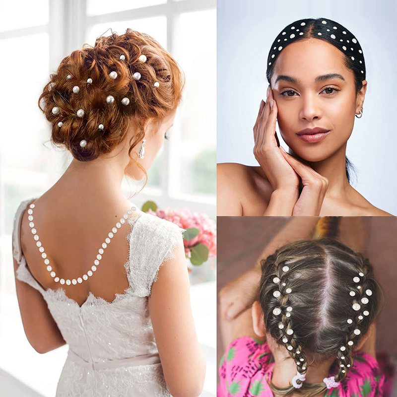 Picture of Hair Pearls Stick On Self Adhesive Pearls Stickers Face Pearls Stickers for Hair