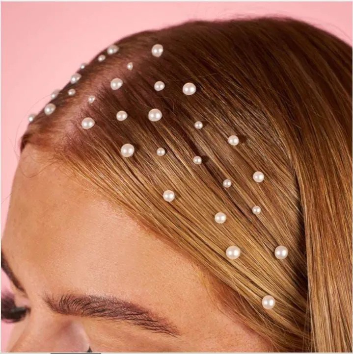 Picture of Hair Pearls Stick On Self Adhesive Pearls Stickers Face Pearls Stickers for Hair