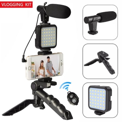 Picture of Ay-49 Phone Vlog Tripod Vlogging Kits Live Selfie Fill Light Integration With Remote Control Microphone Light Light - Ring Light