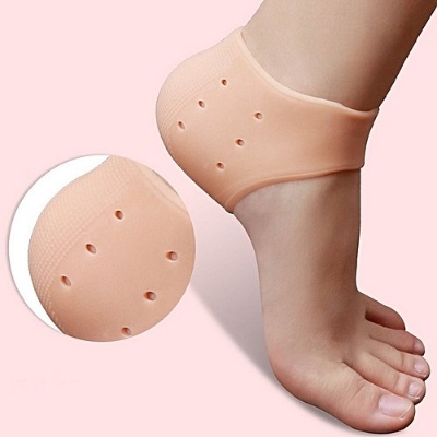 Picture of Anti Heel Silicone Heel Anti Crack Vented Moisturizing Silicone Heel Socks for Swelling, Pain Relief, Foot Care Ankle Support Pad (Skin Color) Silicon Heel Pad For Men & Women