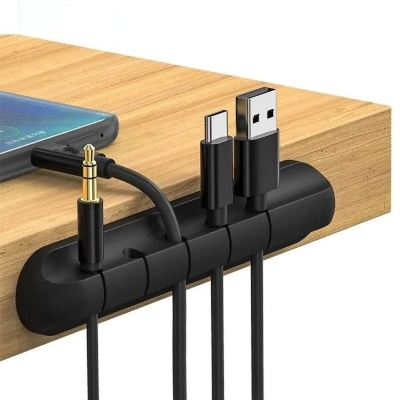 Picture of Silicone USB Cable Organizer Cable Winder Desktop Tidy Management Clips Cable Holder for Mouse Headphone Wire Organizer