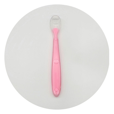 Picture of Cute Baby Silicone Spoon BPA Free Non-toxic Newborn Training Long Handle Baby Spoon Soft Head Eating Spoon
