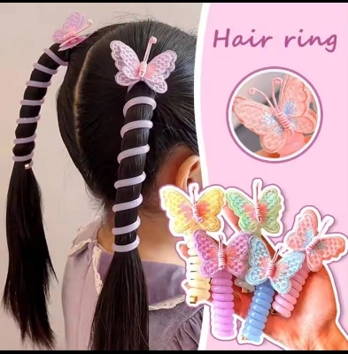 Picture of Girl Curly Bands Ponytail Holder Colorful Elastic Spiral Hair Bands for kids ( 2 pcs )