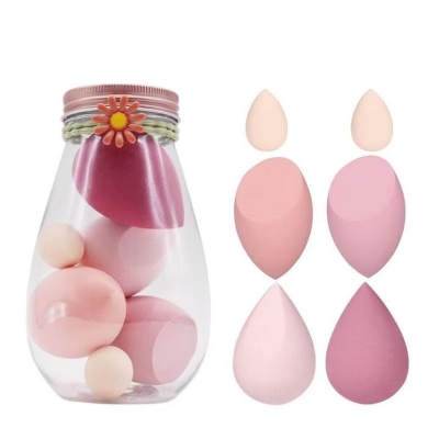 Picture of Makeup Sponges 6pcs Beauty Blender Makeup Puff Set With Bottle