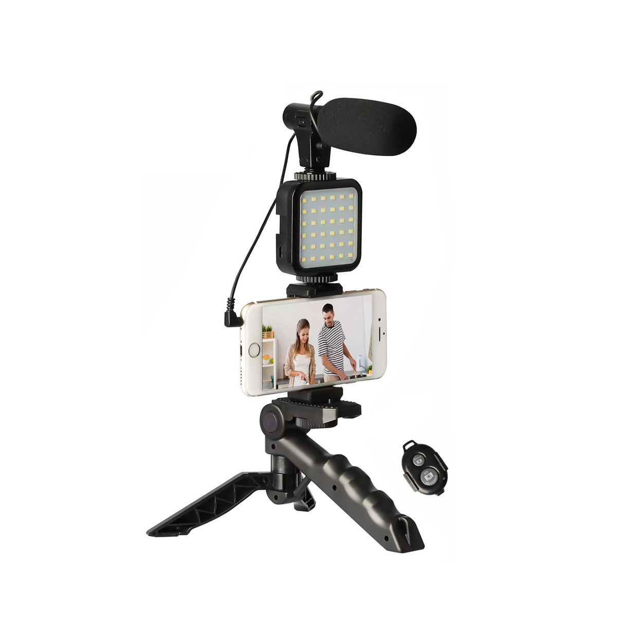Picture of Ay-49 Phone Vlog Tripod Vlogging Kits Live Selfie Fill Light Integration With Remote Control Microphone Light Light - Ring Light