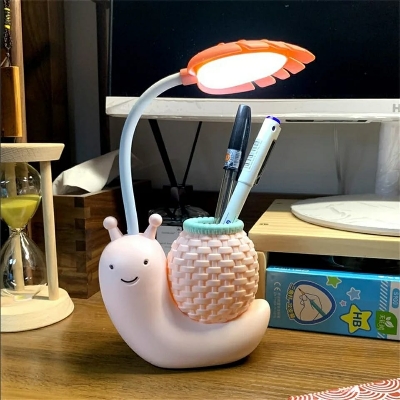 Picture of Table Lamp Led Snail Reading Lamp with Pen Holder Usb Rechargeable Decorative Lovely Baby Table Night Light Desk Lamps