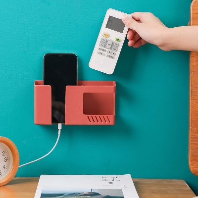 Picture of Wall Mounted 2-in-1 Mobile Phone Charging Stand and Multipurpose Storage Holder Bracket