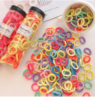 Picture of 100 Pcs/set Baby Girl Rubber Bands Kids Elastic Hair Bands for Children Mixed Colors Mini Ponytail Holder Baby Hair